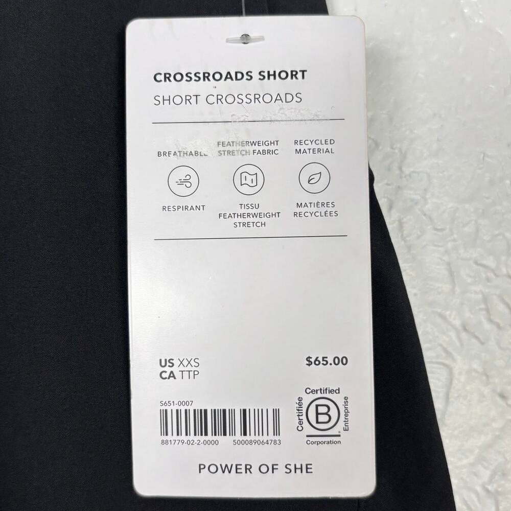 Athleta Crossroads Short in Black NWT Size XXS - Picture 6 of 6